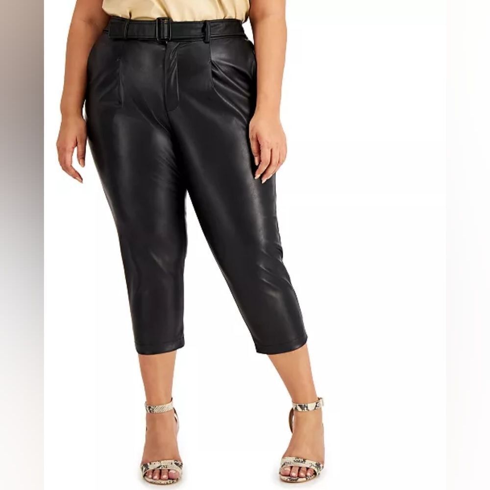 INC International Faux-Leather Belted Pants sz 2X